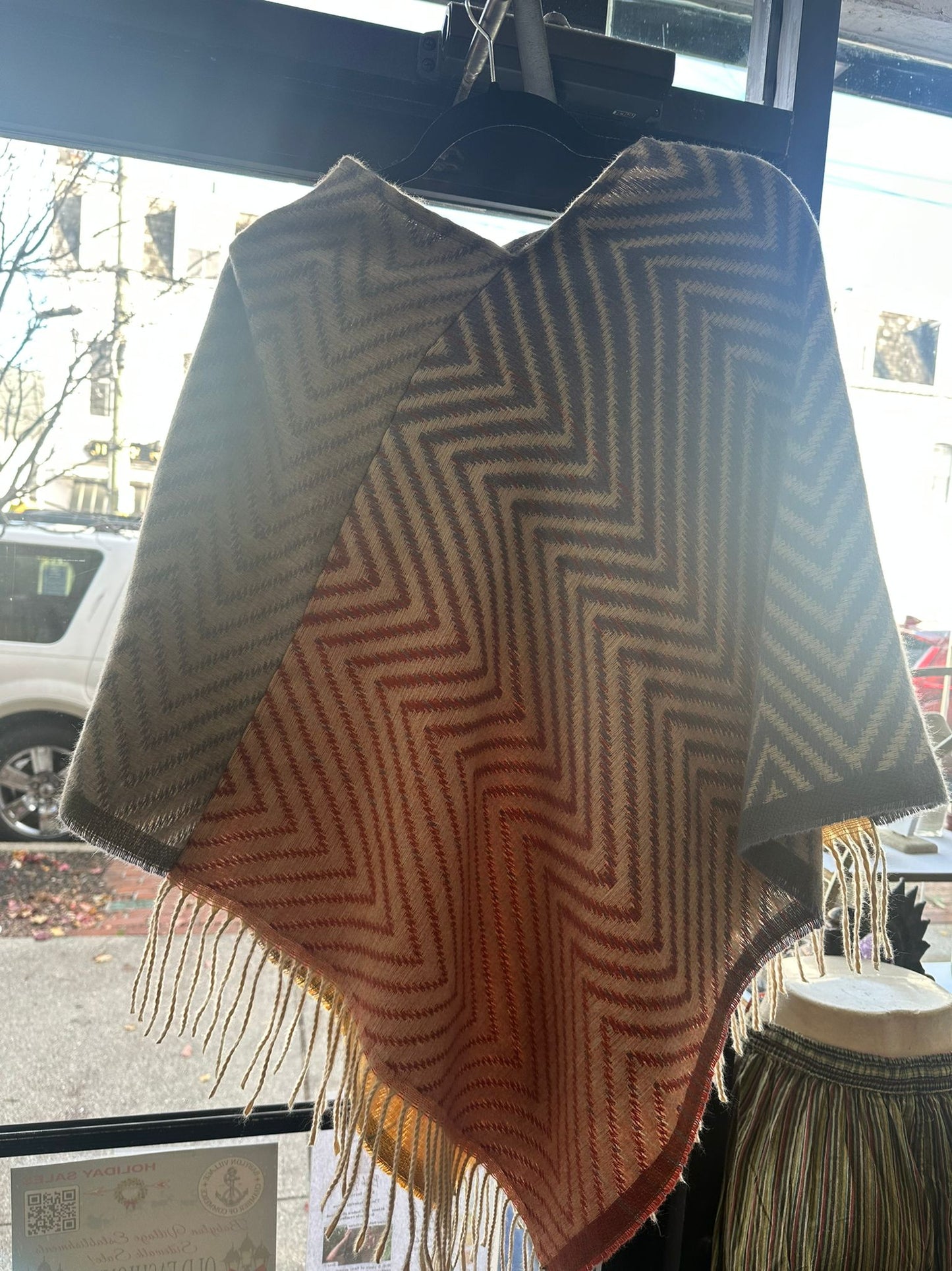 Multicolour Patterned Poncho Shawl.