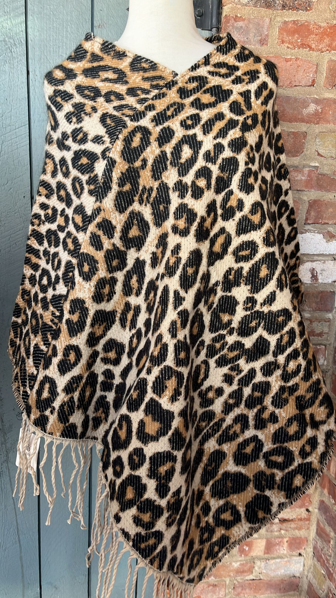 Leopard Print Poncho Shawl.