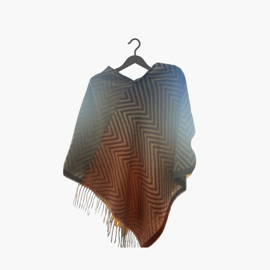 Multicolour Patterned Poncho Shawl.