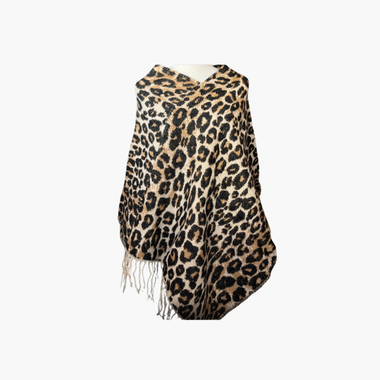Leopard Print Poncho Shawl.